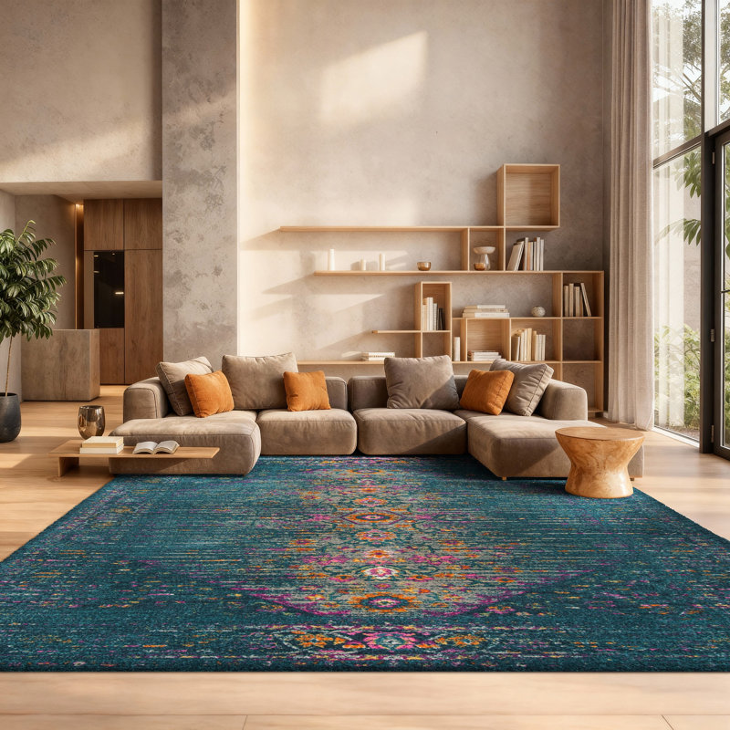 Tapis bleu Felty, Rectangle 8 pi x 10 pi