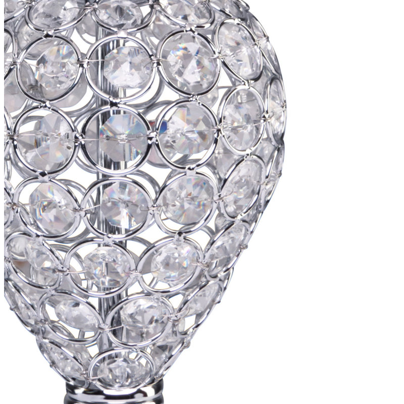 Colten Chrome Crystal Decorative Modern Table Lamp, Ivory Linen