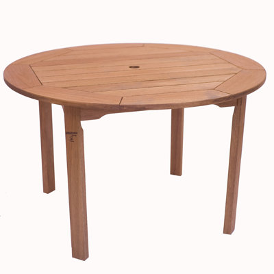 Bradley-John Round Eucalyptus Outdoor Dining Table With Umbrella Hole , 47'' in. W 47'' in. D