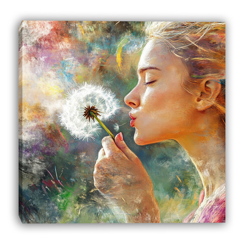 «Dandelion Wish», art mural sur toile tendue, 12"W x 12"H x 1"D