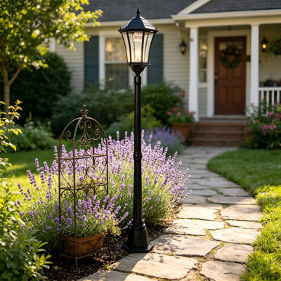 Lampadaire solaire en aluminium noir