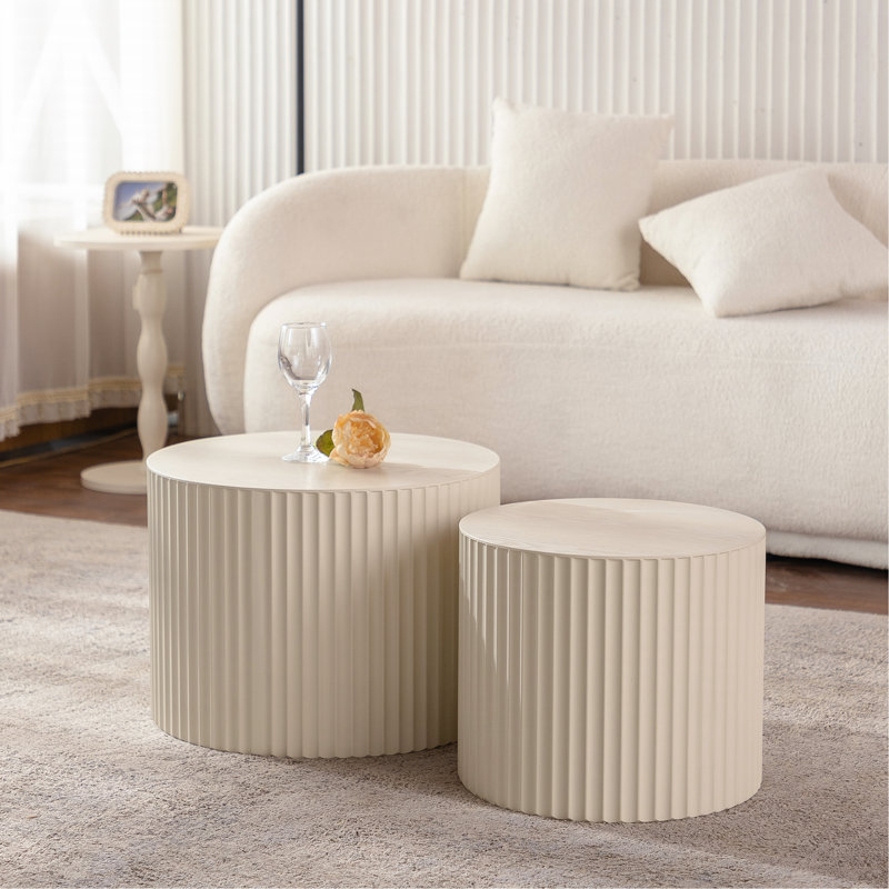 Ensemble de 2 tables basses gigognes Beige