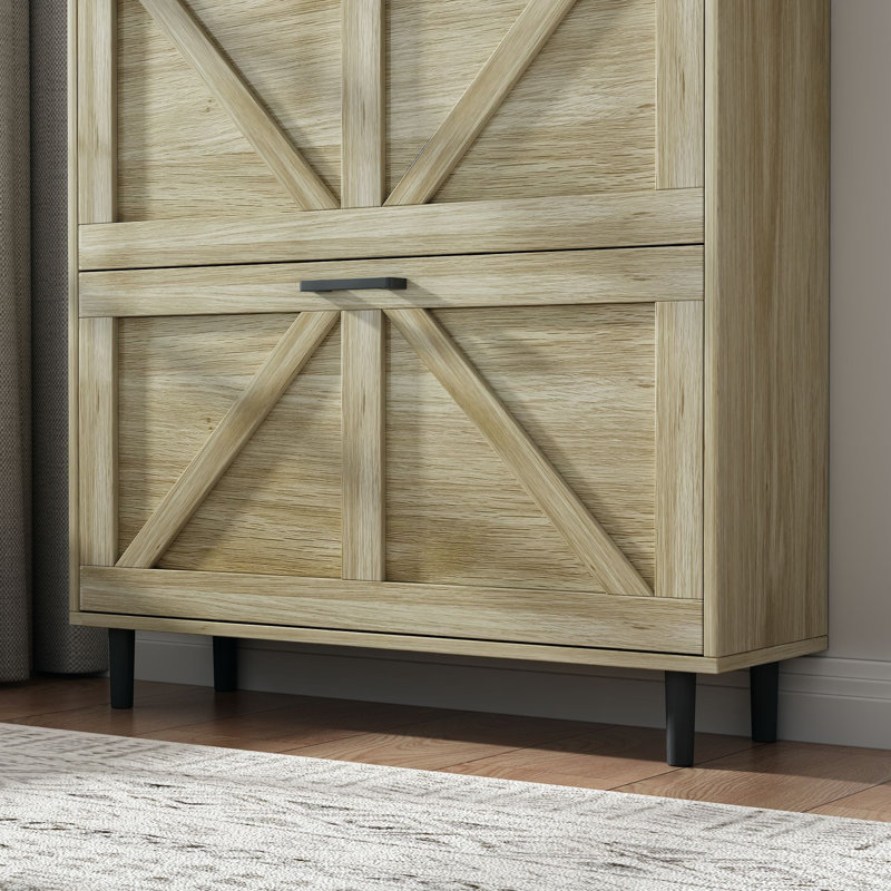 Armoire de rangement pour chaussures Farmhouse, Bois naturel