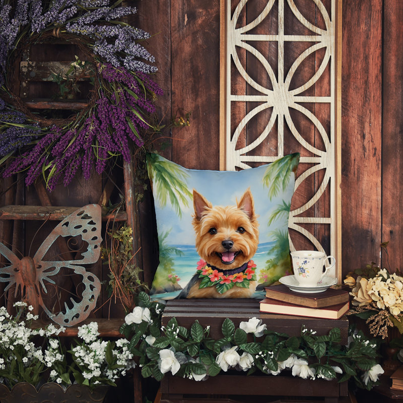 Coussin décoratif Norwich Terrier Luau, H 14 po x l 14 po