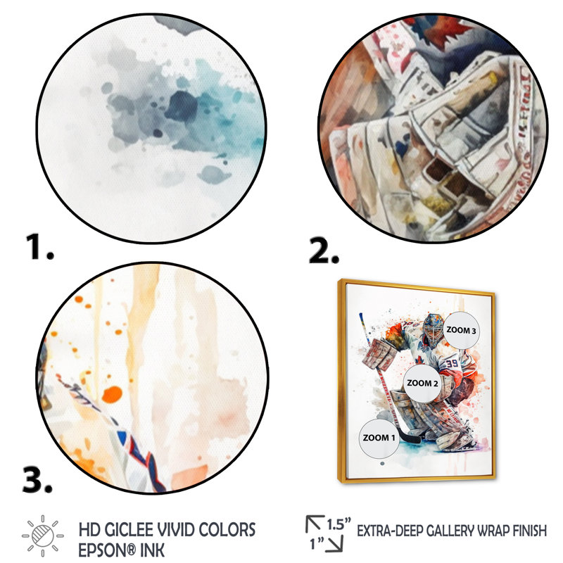 Hockey sur gazon pendant la partie I - impression sur toile, H 20 po x l 12 po x P 1 po, Cadre flottant doré