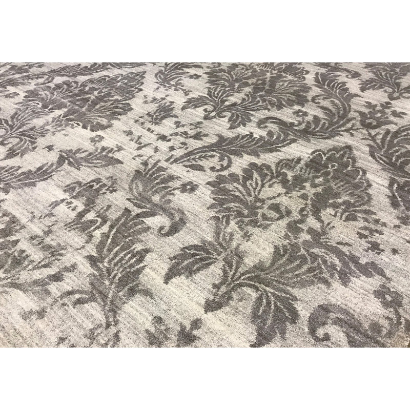 Himalayan Art Damask Area Rug in Gray