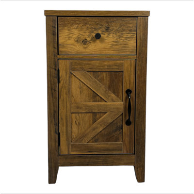 Table de chevet Farmhouse avec station de charge, table de chevet avec porte de grange et tiroir, rangement pour le salon de la chambre à coucher, table de chevet