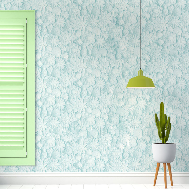 Dimensions Floral 10.05m x 53cm Wallpaper Roll, Teal