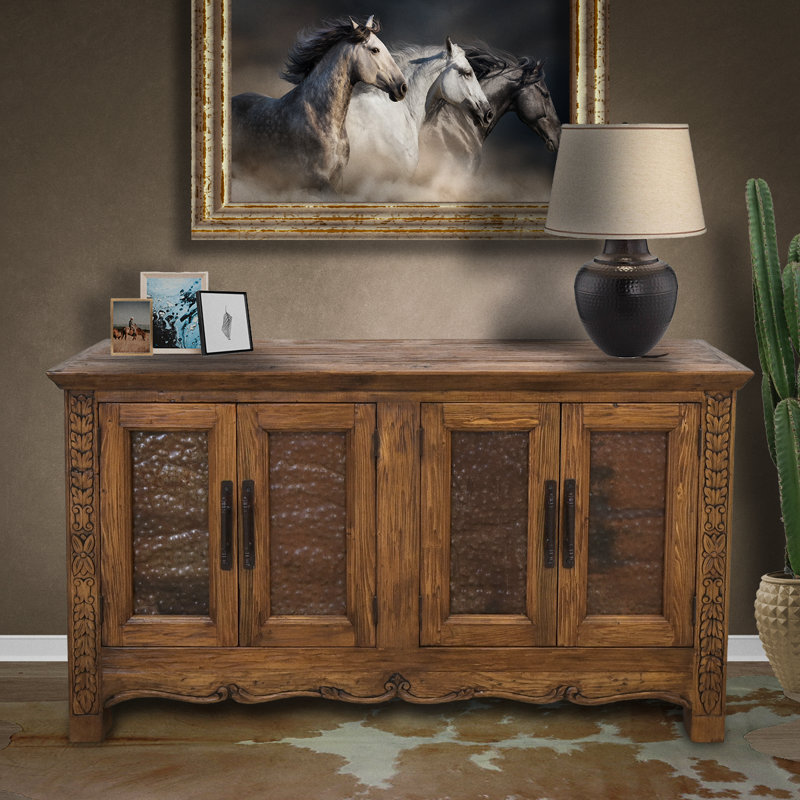 Console en bois massif 63 ", Brun clair