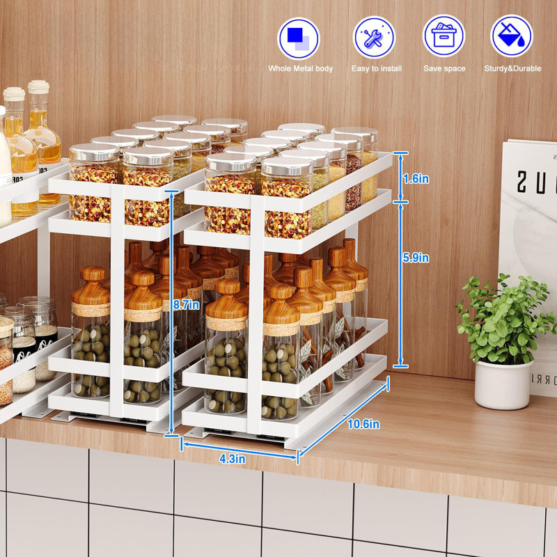 Pull Out Spice Rack Organizer  (White),  White
