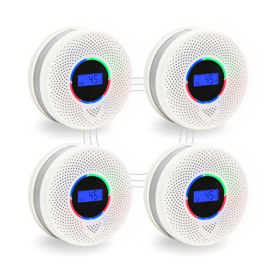 Upgraded Interlinked Smoke Carbon Monoxide Detector, Wireless Interconnected Smoke And CO Alarm,(White/4 PCS)