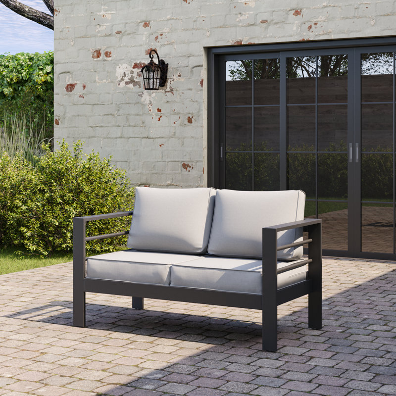 Causeuse en aluminium avec coussin, Gris clair, Gris anthracite