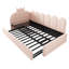 Velvet 3FT Single Upholstered Daybed with Crown-Shaped Pull-Out Trundle, Metal Slatted Frame, 90x190 cm-905183612
