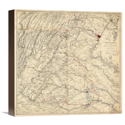 " Civil War Map Showing Lieut General U.S. Grant's Campaign And Marches Through Central Virginia, 1865 "