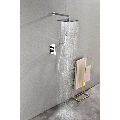 Douche blanche en laiton - Robinet de douche à pluie avec fixation murale autonettoyante