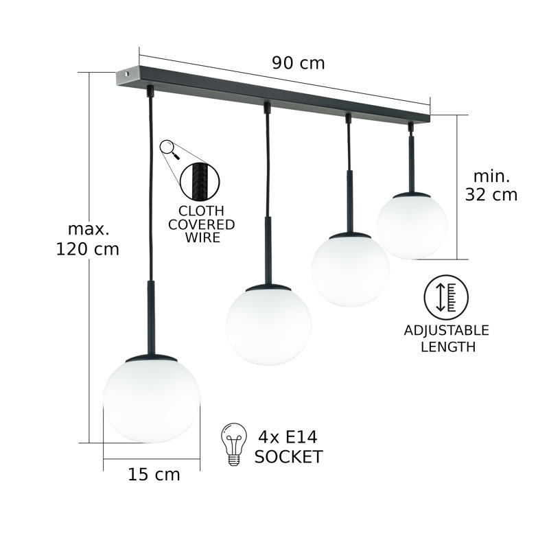 Bosie - Light Matte Black Pendant, 4
