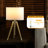 Kera Table Lamp, White Drum Shade, Brass Gold Tripod Base 39 Inch