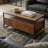 Hadaway Solid Acacia Wood Coffee Table with Storage - Dual-Sided Drawers Industrial Center Table - Herringbone Modern Farmhouse