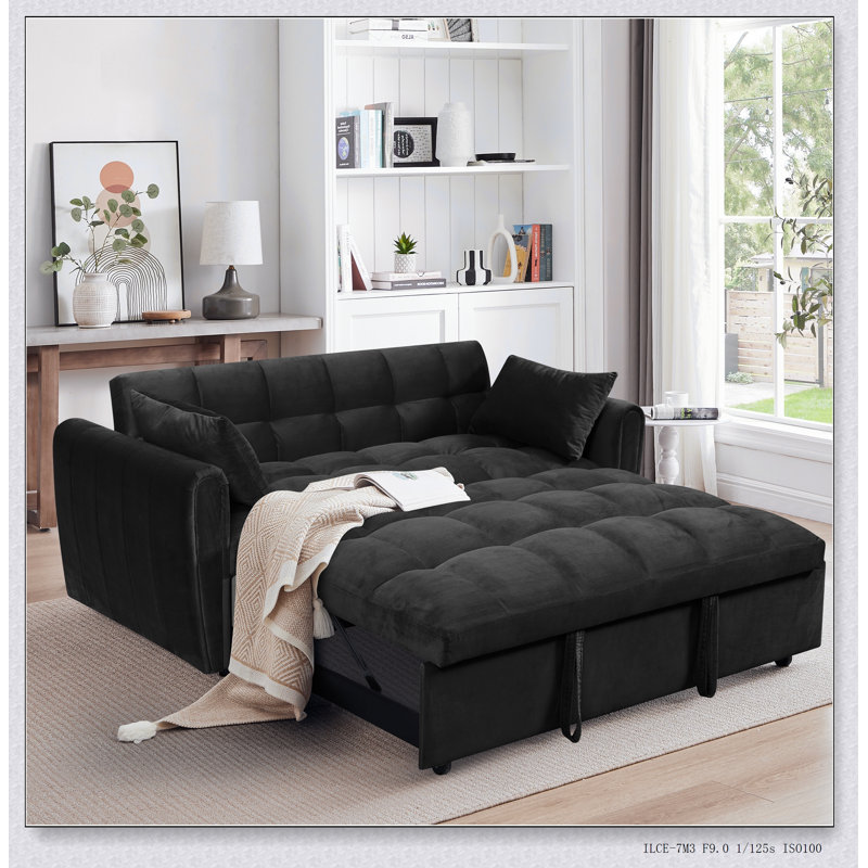 Canapé-lit pliable polyvalent avec dossier réglable et rangement, parfait pour n'importe quelle pièce et peu encombrant, Noir