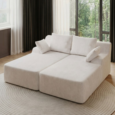 Canapé-lit modulaire en velours à compression profonde 78,3 po 2 pièces, sans assemblage requis