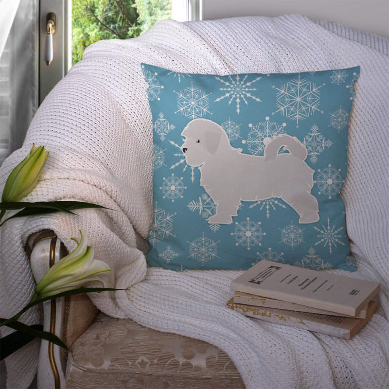 Winter Snowflakes Indoor/Outdoor Throw Pillow, 14" H x 14" W x 3" D