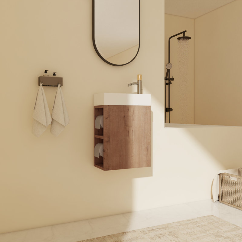 Meuble-lavabo simple mural 15,93 po avec plateau en résine Braya