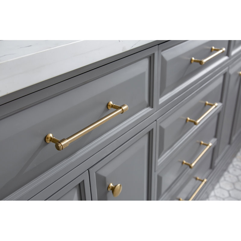 Palace 72'' W Double Vanity, Cashmere Gray, Satin Brass