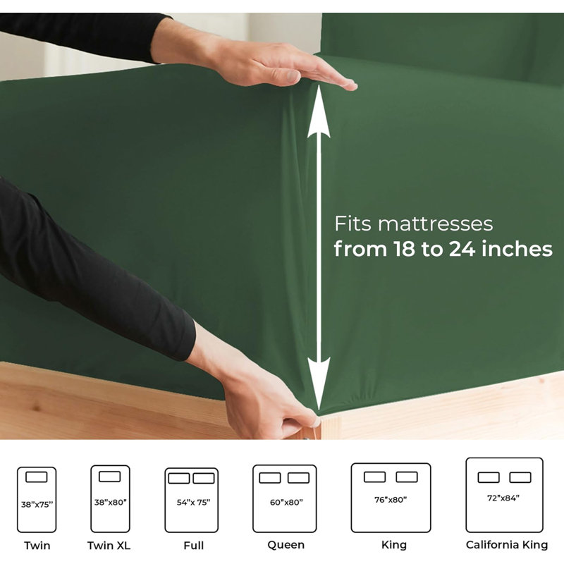 Extra Deep Pocket Sheet Set, Cooling & Breathable Bed Sheets, Soft Hotel Luxury Bedding, Fits 18–24 Inch Mattress