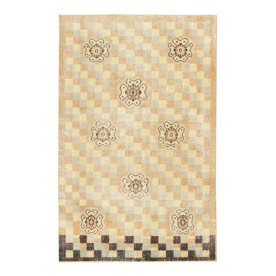 One-of-a-Kind 4' X 6'3" 1960s Wool Area Rug in