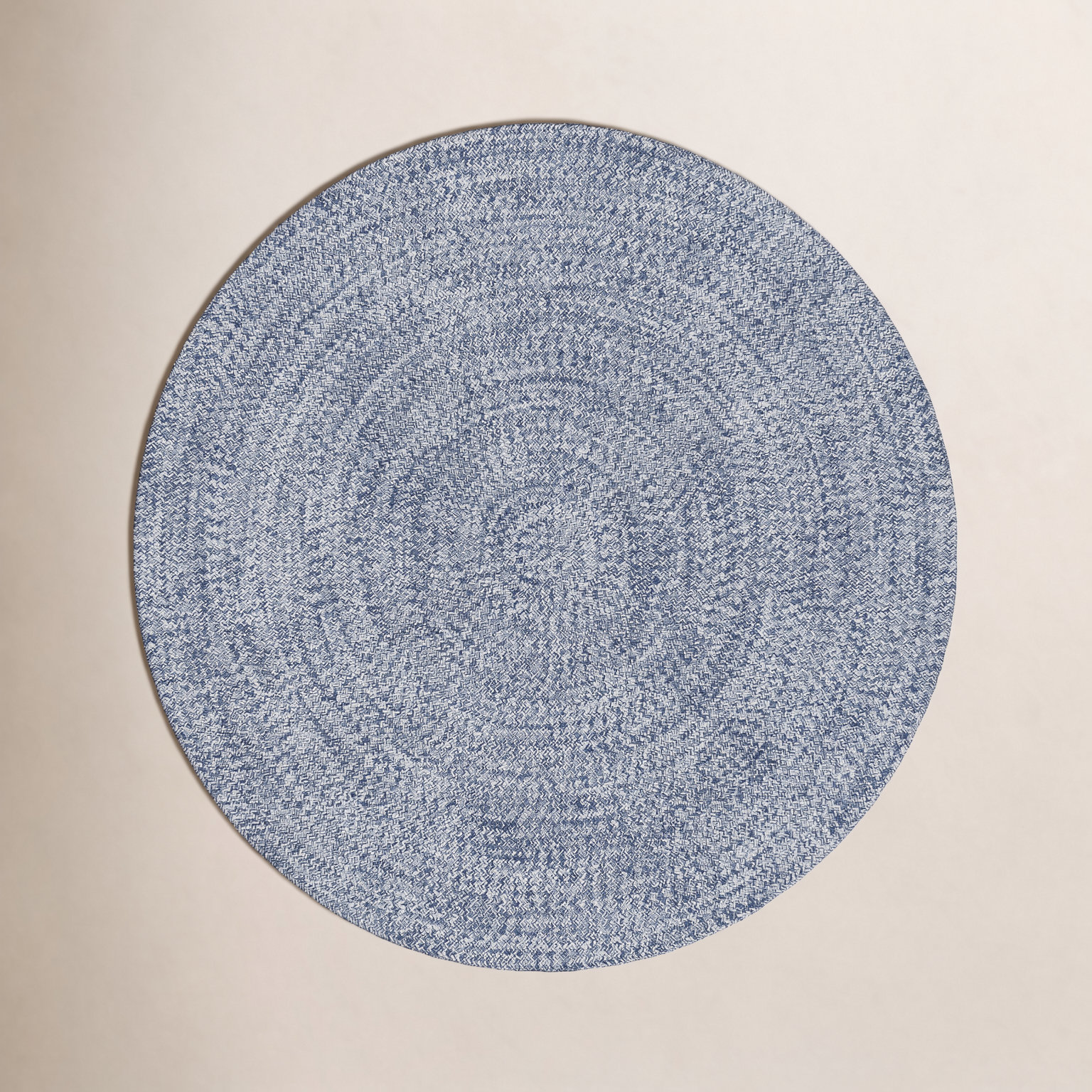 Amei Blue Hand-Braided Outdoor Rug, Round 6'