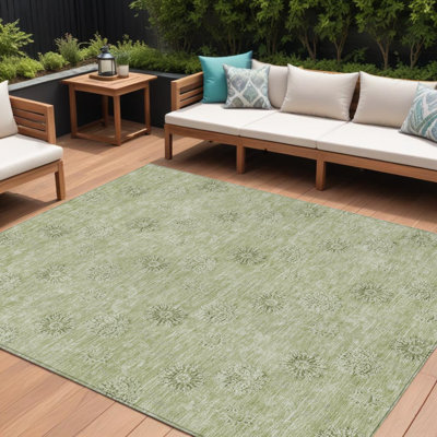 Tapis intérieur / extérieur 10 pi x 14 pi vert sauge et artichaut