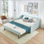 Lit de jour, lit de jour convertible rembourré avec dossier capitonné, canapé-lit polyvalent 3 en 1 avec lit gigogne escamotable et rangement latéral, parfait pour une vie compacte-131208720-131208723