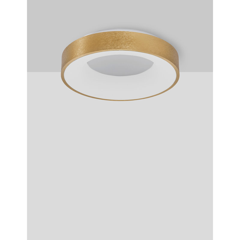 LED Flush Mount, Gold, 9cm H x 38cm W x 38cm D, 3000K