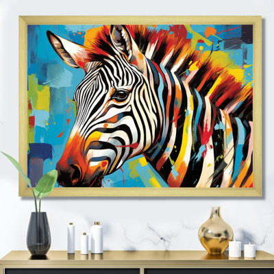 "Blue Orange Popart Zebra III", reproduction d'art sur toile