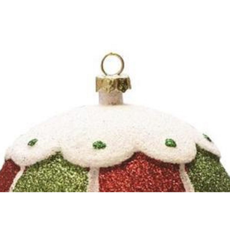 Ornement boule de Noël scintillante rouge et vert incassable 4 po (100 mm)