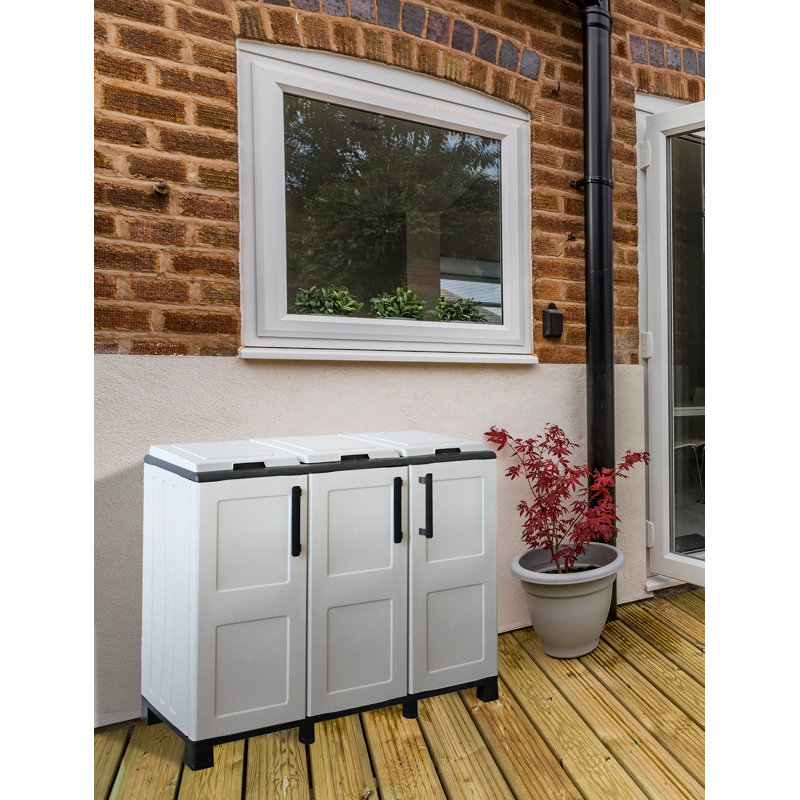 Acres Litter Cabinet, Cabinet Door 3 3-Door Bags, 100% Made In Italy, 102X37H90 Cm, Light Gray Color, Light Grey