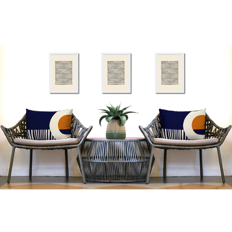 Polyester/Polyester Blend Lumbar Rectangular Indoor/Outdoor Pillow Cover & Insert, Orange / Navy Blue