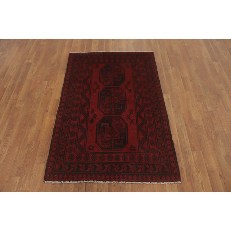 Tapis afghan tribal rouge oriental 3 x 5