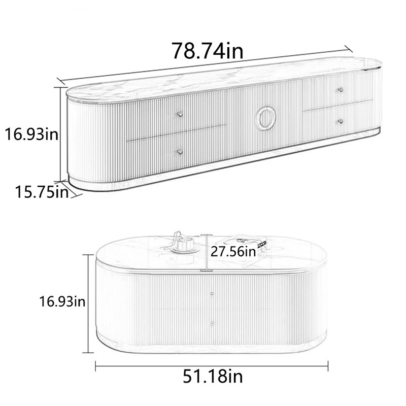 Marble exquisite TV cabinet tea table combination