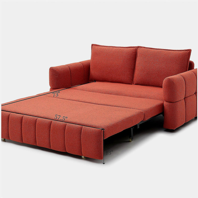 Canapé-lit, canapé-lit - canapé-lit escamotable 3 en 1 avec méridienne pour le salon, canapé-lit avec lit escamotable, 3 couleurs, orange
