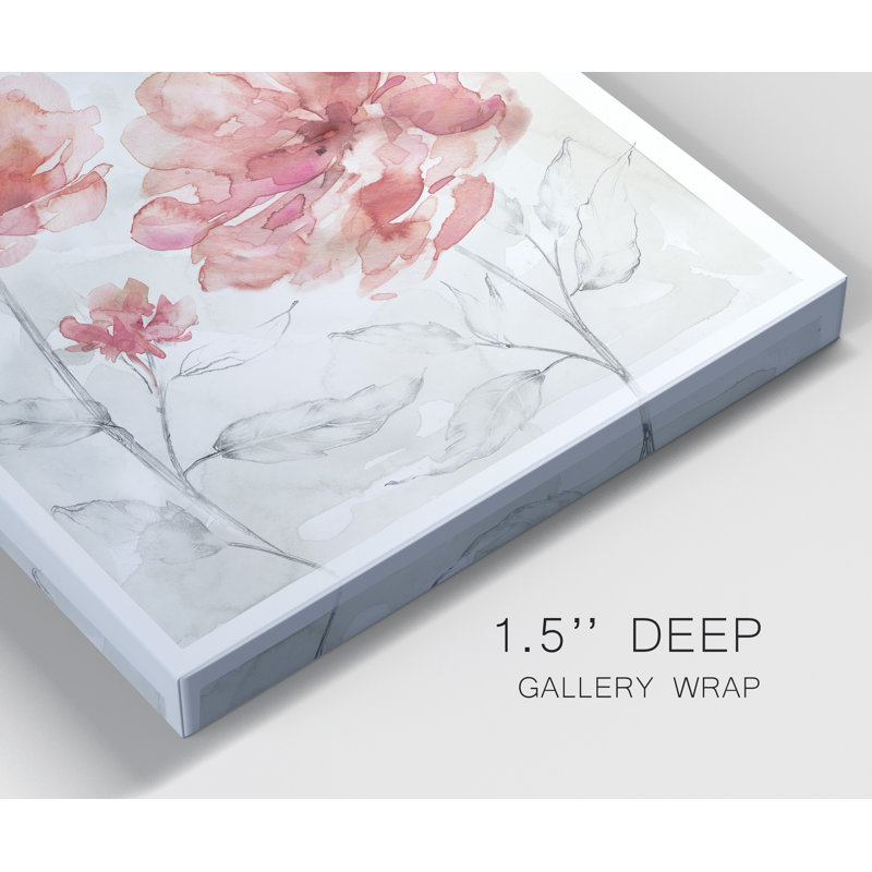 «Blush Botanical I», reproduction d'art sur toile tendue, H 48 po x l 32 po