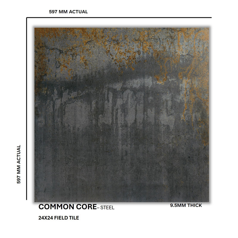 Common Core 24'' W x 24'' L Porcelain Metal Look Singular Tile, Steel