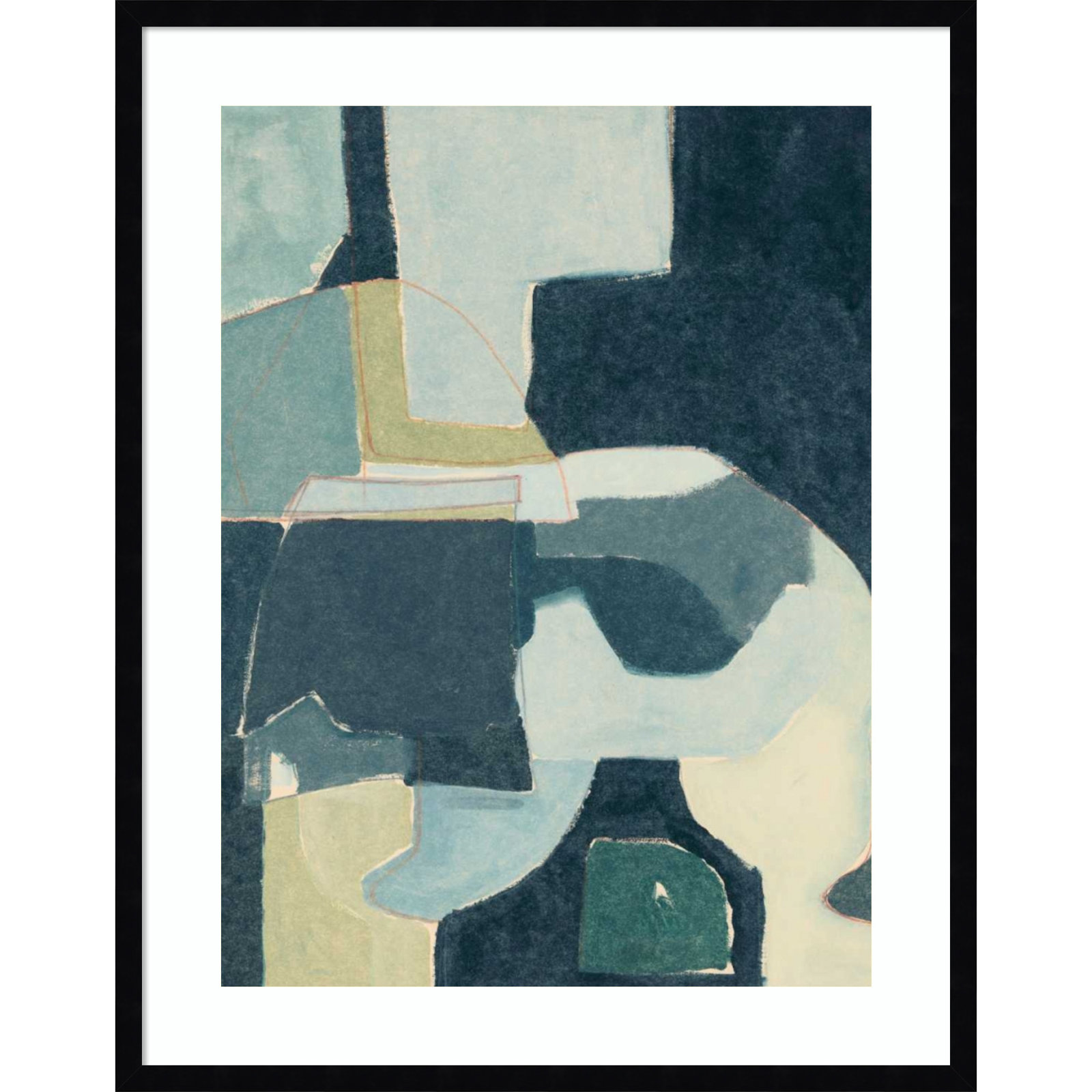 Blue Note III by Rob Delamater, Black Framed, 33" H x 26" W x 1" D