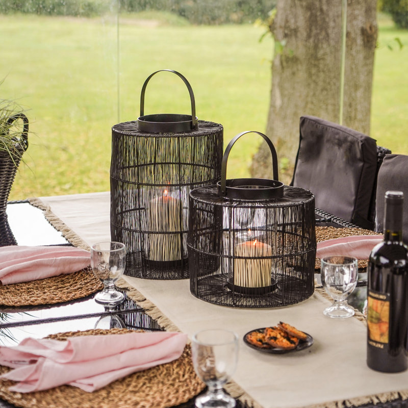 Metal Tabletop Lantern, 2cm H x 25.5cm W x 25.5cm D