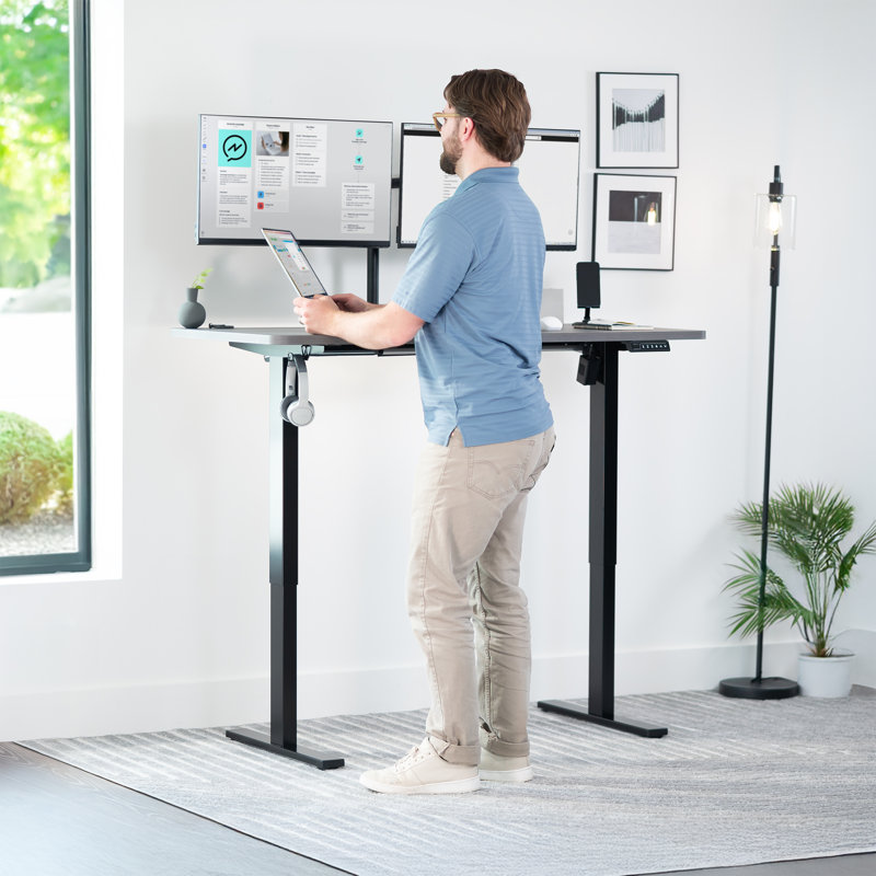 VIVO 55 x 28 inch Universal Table Top for Sit to Stand Desk Frames, Dark Gray