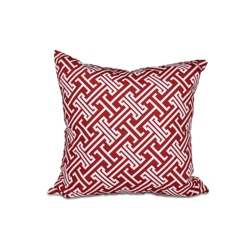 Housse de coussin carrée à motif géométrique Leeward, H 18 po x l 18 po, Rouge