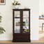Armoire avec tablettes réglables, ornements en métal rétro, éclairage, cerisier spacieux