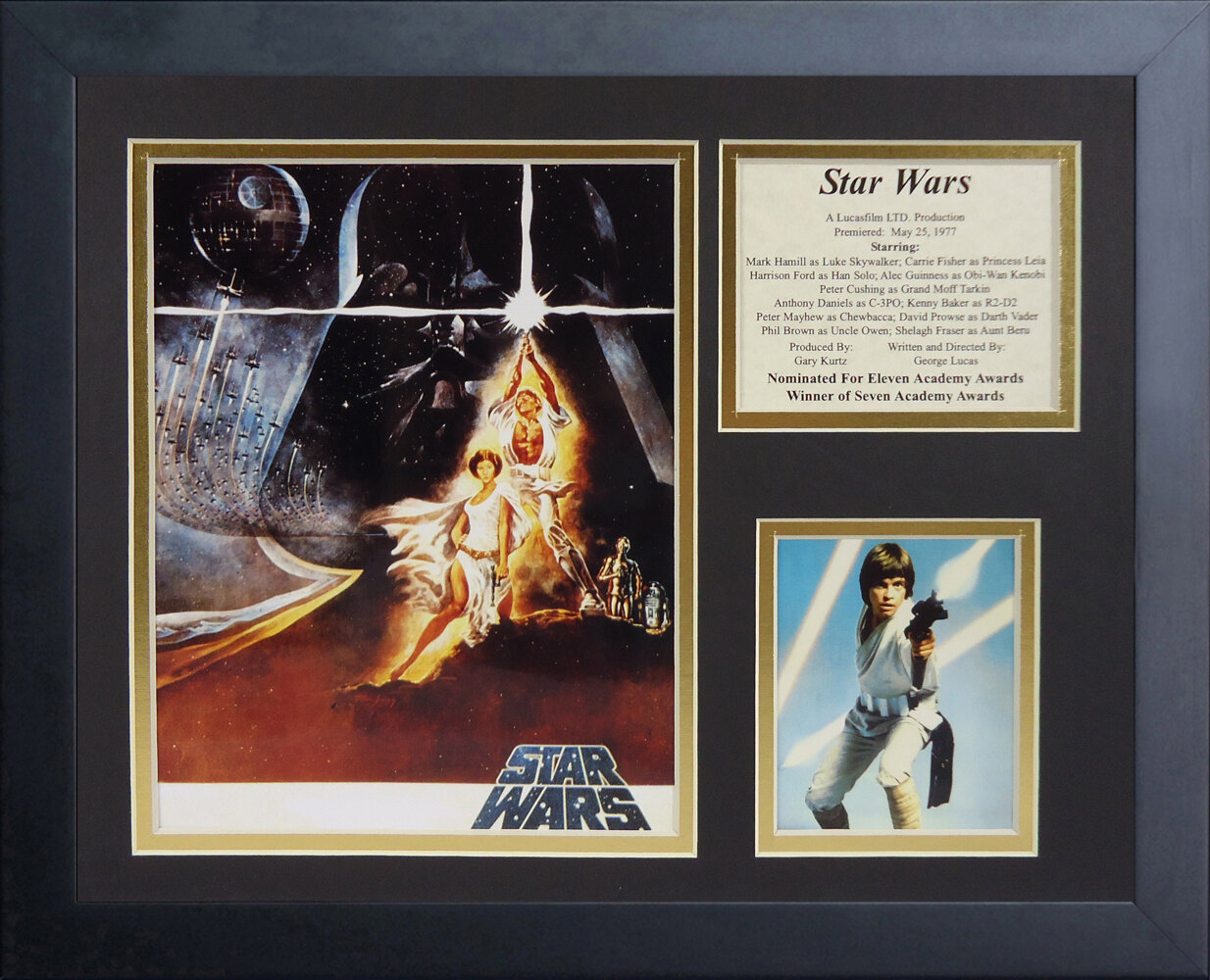 Star Wars Episode I-VI FILMCELLS Montage - 12 Clips of 35mm Film - Framed  and Mounted - Wall Art Display