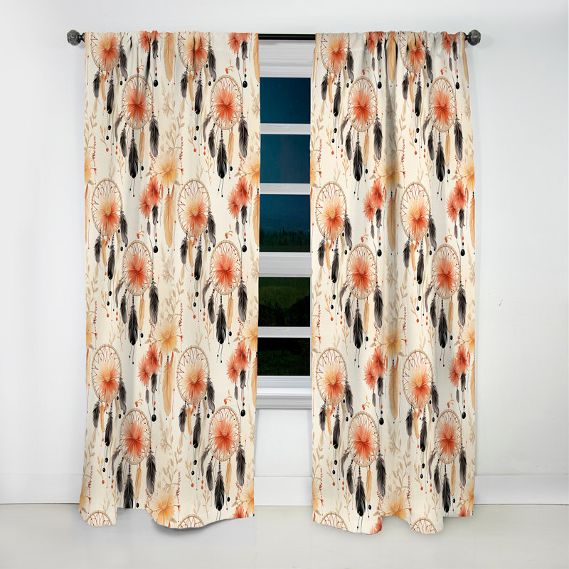 Désert du désert Boho motif I - rideau boho - rideau occultant abstrait - 1 panneaux, L 52 po x L 90 po