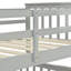 Lit superposé simple au-dessus de double en bois gris, équipé et doté de caractéristiques, construction en pin robuste, peut être divisé en deux pour plus de commodité, pas de sommier nécessaire, rampe supérieure - protection de la longueur, bas